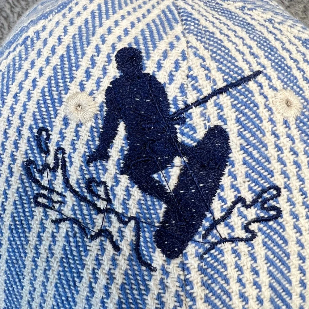 No Boundaries Blue White Striped Wakeboarder Embroidered Baseball Cap One Size